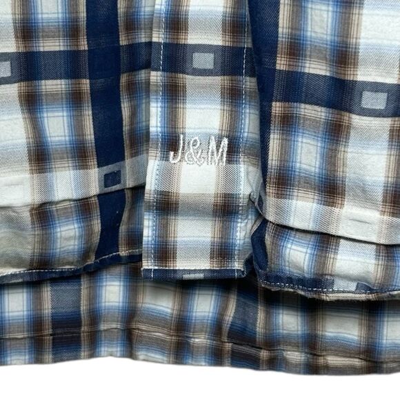 Johnston & Murphy Blue/White Tailored Long Sleeve Button Down Dress Shirt XL - Picture 3 of 4